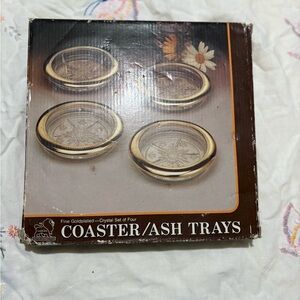 Vintage Elegant Gold-Plated Crystal Coaster Set